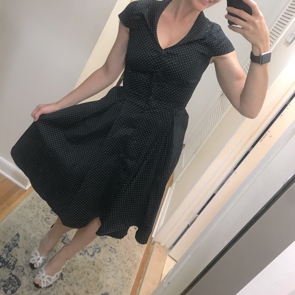 PUG Blk/wht button up dress Colette